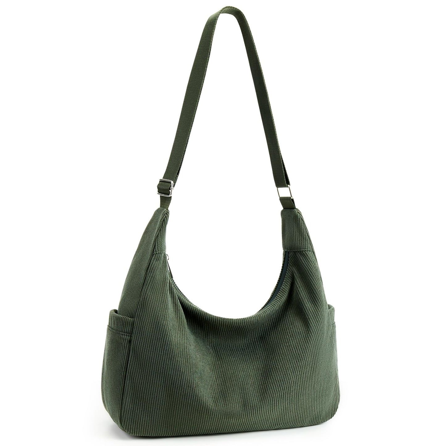 KALIDI Corduroy Tote Bag for Women Large Capacity Shoulder Bag with Zip and Pockets Compartments Waterproof for College School Work Travel Shopping