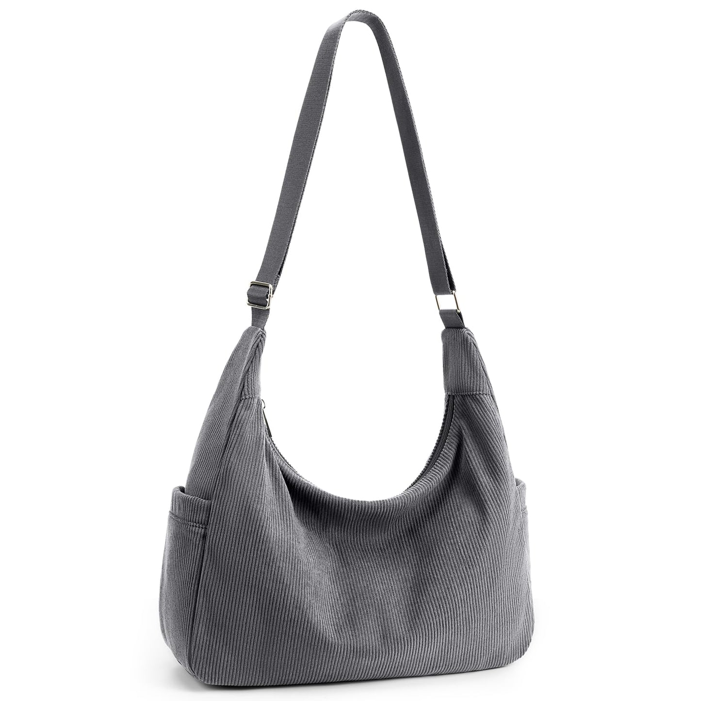 KALIDI Corduroy Tote Bag for Women Large Capacity Shoulder Bag with Zip and Pockets Compartments Waterproof for College School Work Travel Shopping